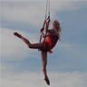 Skye swings in the aerial hoop