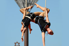 Rowan and Laura in the double trapeze act. 